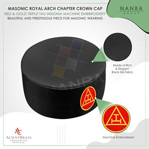 Gorra de la Fraternidad Royal Arch Premium con Rayas, Negra con Insignia Roja y Dorada, para Uso en Fiestas al Aire Libre - Product Image 4