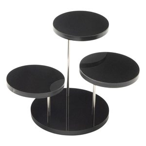 Support à gâteau rond en aluminium réutilisable, présentoir à cupcakes noir pour les célébrations de mariage, la décoration intérieure et les essentiels de pâtisserie - Product Image 6