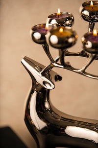 Porte-bougie renne en aluminium plaqué argent de qualité supérieure avec 6 bras, décoration de Noël, centre de table, figurine porte-bougie polie - Product Image 6
