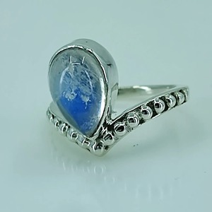 Rainbow Moonstone <b>Ring</b> 925 Sterling <b>Silver</b> Handmade <b>Statement</b> Promise <b>Ring</b> for Women Boho Pear June Birthstone Jewelry - Product Image 1