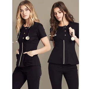 Conjunto de Uniformes Médicos con Cuello en V para Mujer 2026 |   94% Poliéster 6% Elastano |   Uniformes de Enfermera con Múltiples Bolsillos, Ropa de Trabajo para Hospital - Product Image 1