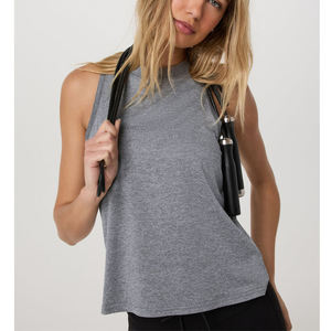 Women's Gray Sleeveless <b>Tank</b> <b>Top</b> O-Neck Knitted Spandex Polyester Casual Breathable Solid Color Short Length <b>Tank</b> <b>Top</b> - Product Image 6