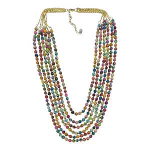 Collar Multicapa Bohemio Ecológico Hecho a Mano con Cuentas, Chapado en Oro, Unisex, con Cuentas Coloridas en Forma de Bola, Joyería de Regalo - Product Image 6