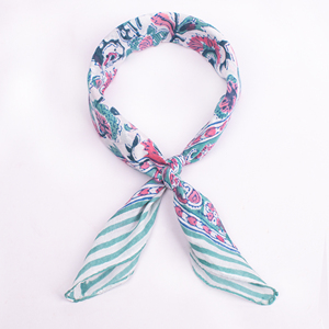Accesorio para el Cabello Ecológico Unisex, Pañuelo Cuadrado de Algodón Floral, Estampado a Bloques, Bandana Informal de Verano, Transpirable - Product Image 3