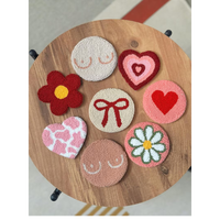 Sous-verres personnalisés brodés vintage en polyester-coton écologique de 4 mm d'épaisseur, broderie artisanale personnalisée, logo sur mesure pour table