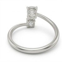 Bague ouverte en platine PT950 avec diamant de laboratoire taille double coussin pour femme
