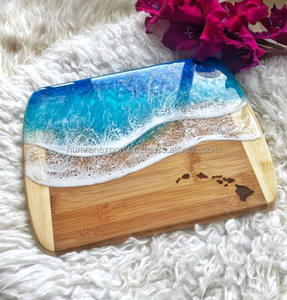 Planche à découper en bois et résine époxy ronde, faite à la main, de luxe, épaisseur 1,5 cm, passe au lave-vaisselle, taille personnalisée pour restaurant, hôtel, cuisine - Product Image 2