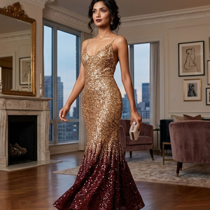 Designer Womens Floor Length | Evening Gown | Sleeveless Scoop Neck | Embroidered Beaded | Formal Party Wedding Dress | Outfit - Product Image 1