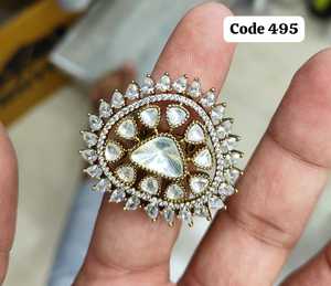 Luxury Oval Halo Cocktail <b>Ring</b> with Pear Cut AAA Cubic Zirconia | Gold Plated <b>Adjustable</b> Statement <b>Ring</b> for Women - Product Image 1