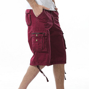 <b>Men's</b> <b>Red</b> Cargo <b>Shorts</b> Mid Waist Zipper Fly Solid Color Casual Bermuda <b>Shorts</b> With Pockets Breathable Cotton <b>Shorts</b> for <b>Men</b> - Product Image 3