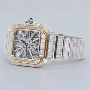 Nouvelle Montre Tendance pour Homme, Style HIP HOP, Bicolore, Squelette, Luxe, Haute Qualité, Quartz, Diamant Moissanite, Acier Inoxydable - Product Image 2