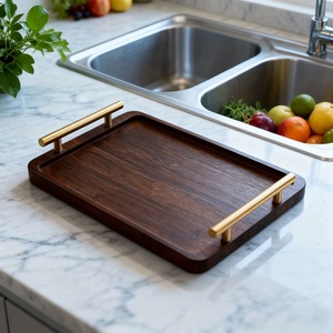Plateau de rangement et de service élégant avec poignées dorées, design spacieux, idéal pour le vin, les collations, les fêtes, les cadeaux et la décoration intérieure - Product Image 4