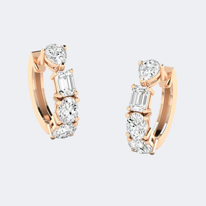 Pendientes de Aro Huggie con Diamantes Cultivados en Laboratorio de 2.15CTW, Corte Mixto, Engaste de Garras, Baño de Oro de 9k, Color E, Certificados - Product Image 6