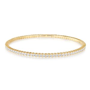 Bracelet flexible en or 14 carats plaqué rhodium avec diamant de laboratoire rond certifié IGI, design élégant et luxueux pour femmes, idéal pour un mariage - Product Image 2