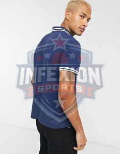 Polo à manches courtes pour homme, bleu marine, coton piqué, décontracté, couleur unie, respirant, design tricoté, coupe classique - Product Image 2