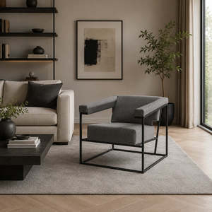 Fauteuil moderne en tissu avec pieds en métal, dossier solide, chaise de détente pour salon, meubles de maison - Product Image 3
