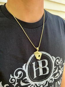 Colgante de Cartas de Póker Chapado en Oro con Incrustaciones de Cristal de Estrás, Diseño de 10 J Q K A, Estilo Hiphop, Unisex, para Regalo - Product Image 2