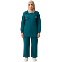 Unisex Tıbbi Forma Takımı Uzun Kollu Üniforma İki Cepli Üst Pantolon Hastane Klinik İş Kıyafeti Dokuma Polyester/Pamuk Yumuşak Baskılı