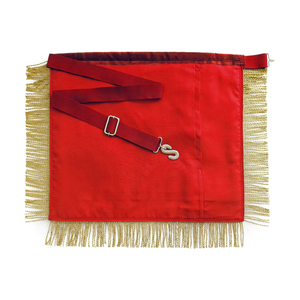 Tablier maçonnique artisanal de maître maçon avec franges dorées, pompons et broderie en fils dorés pour les tabliers personnalisés de maître maçon de la Loge Bleue - Product Image 2