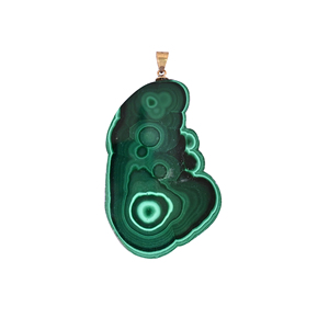 Colgante de Piedra Verde Única de Malaquita Natural en Estalactita con Baño de Oro sobre Latón, 36.4 g - Product Image 1