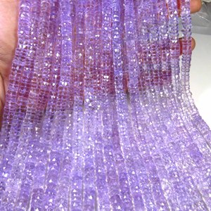 Top Quality <b>Pink</b> Amethyst Heishi Shape Beads 16"Strand Natural Amethyst Brazilian Beads 7mm Faceted Center <b>Drilled</b> Gemstone DIY - Product Image 5
