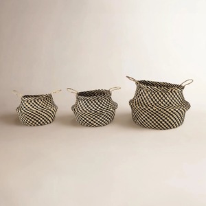 ชุดตะกร้าสานทรงกลมพับได้ 3 ใบ ตะกร้าเก็บของทำมือ ขายส่ง เป็นมิตรกับสิ่งแวดล้อม ผลิตในเวียดนาม - Product Image 2