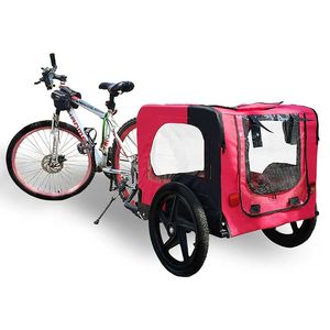 Remorque pliable rouge pour vélo, pour chiens, utilisation extérieure, avec réflecteurs et drapeau de sécurité inclus, transporteur pour animaux de compagnie - Product Image 6