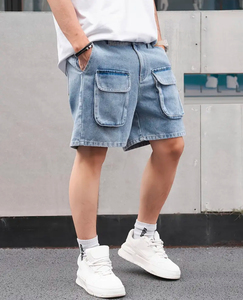 Custom Denim <b>Jean</b> Shorts for <b>Men</b> Hot Summer Mid Waist Cotton Lightweight Athletic <b>Drawstring</b> Waist <b>Men's</b> Shorts - Product Image 2