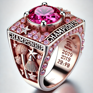 Custom Cheer Team Rings Rodio plateado 925 Plata esterlina AAAAA Cubic Zirconia Pave Setting - Product Image 5