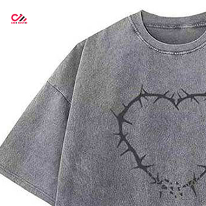 Camisetas Vintage para Hombre con Efecto Desgastado y Lavado Ácido, 100% Algodón, Estilo Oversize, Streetwear, Tejido Jersey Grueso, Tallas Grandes, OEM - Product Image 3
