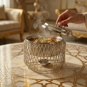 Luxury Durable Metal Casserole Dish Stainless Steel Lid Insulated <b>Food</b> Warmer Silver Finish Gas Induction Ready Buffet <b>Server</b> - Product Image 4