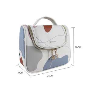 String Small Capacity Shower Multi-Function Hanging Built-In Hook Zipper Premium Minimalist Casual Style PU Cosmetic <b>Bag</b> Case - Product Image 1