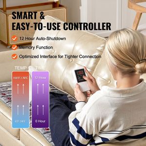 Tappetino Riscaldante a Infrarossi Lontani con Pietre di Ametista, Giada e Tormalina, Luce Fotonica 660nm e Ioni Negativi, Materasso Massaggiante 103-159F - Product Image 5