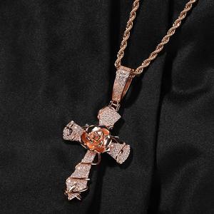 Accessoires pour hommes, bijoux de mode, pendentif en acier inoxydable, collier croix religieuse en diamant, style hip hop pour hommes - Product Image 6