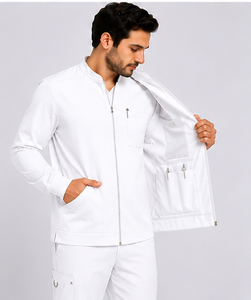 Blouse médicale grande taille pour homme, fermeture éclair intégrale, manches longues, uniforme d'hôpital, coupe confortable, tenue de travail pour médecins et infirmiers, logo personnalisé - Product Image 4