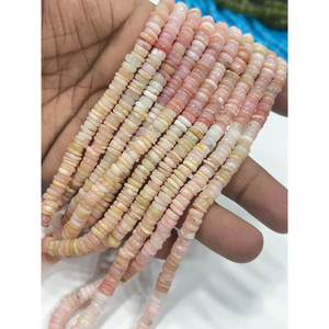 Perles de pierres précieuses de haute qualité pour la fabrication de bijoux, 17 pouces, opale rose naturelle ombrée, forme Heishi lisse, taille 6-7 mm - Product Image 1