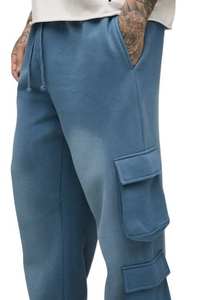 Pantalones Cargo Anchos de Algodón Grueso con Estampado y Lavado Ácido para Hombre, Estilo Baggy, Frente Plano, Efecto Desgastado por el Sol - Product Image 5