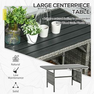 7-Piece Dark Blue Rattan Patio Set L-Shaped Sectional Sofa Weather-Resistant <b>Cushions</b> <b>Storage</b> for Outdoor Hospital Garden Sets - Product Image 6