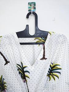 Robe Kaftan en Coton Imprimé Palmiers, Dentelle, Longueur Genou, Silhouette Trapèze, Coupe Ample, Légère, Style Indien, Idéale comme Cache-Maillot de Plage - Product Image 4