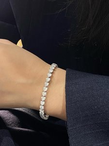 Lovers Moissanite Heart Cut Diamond Tennis <b>Bracelet</b> For Women's 925 Sterling <b>Silver</b> Fine Engagement Proposal Gift For Lovers - Product Image 4
