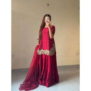 Elegant <b>Kurti</b> Plazzo Set for Women Stylish Traditional Wear Perfect for Wedding Festive Party Occasion and Daily Comfortable - Product Image 1