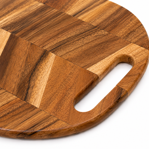 Planche à découper ronde en bois avec poignée |   Planche à découper en bois artisanale |   Plateau de service, plateau à pizza et plateau de charcuterie - Product Image 2