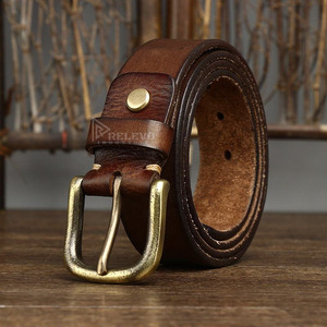 Ceinture décontractée réversible en cuir véritable avec boucle à ardillon, ceintures en cuir véritable avec boucle en alliage - Product Image 5