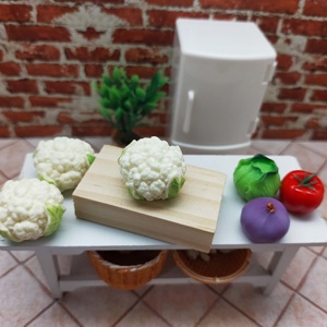 1:12 Miniature Dollhouse Accessories <b>Plastic</b> and Resin Simulation Mini Cauliflower <b>Kitchen</b> Scene Model Ornaments - Product Image 4