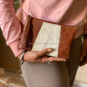 Haute qualité cheveux sur imprimé Animal en cuir de vachette véritable gland pochette à fermeture éclair pour les femmes personnalisé luxe concepteur pochette sac à main - Product Image 3