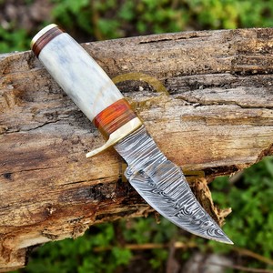 Handmade Damascus Steel Hunting <b>Knife</b> with Natural <b>Bone</b> <b>Handle</b> | Full Tang Fixed Blade Outdoor Camping & Survival <b>Knife</b> - Product Image 2