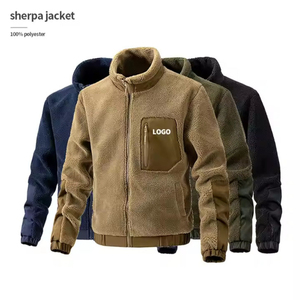 Veste polaire Sherpa 100 % polyester pour homme, fermeture éclair intégrale, col montant, logo personnalisé, manteau d'hiver, vente en gros OEM, multicolore - Product Image 1