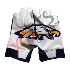 American Custom Outdoor Football Receiver Gloves White <b>Sticky</b> Palm Waterproof UV Protection Breathable Plus Size Printed - Product Image 1