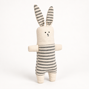 Peluche Lapin Brodé Rayé en Tissu Coton, Jouet Doux pour Bébé, Accessoire d'Anniversaire, Décoration de Crèche - Product Image 2
