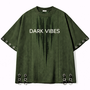 เสื้อยืดสตรีทแวร์ทรงโอเวอร์ไซส์ลายกราฟิกผ้าคอตตอนหนานุ่มสไตล์วินเทจฟอกสีพร้อมห่วงโลหะแฟชั่น - Product Image 6